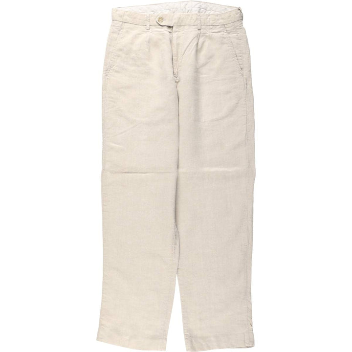 MURANO One-tuck Linen Pants, Slacks, Men's W32 equivalent linen unbleached Vintage Second Hand