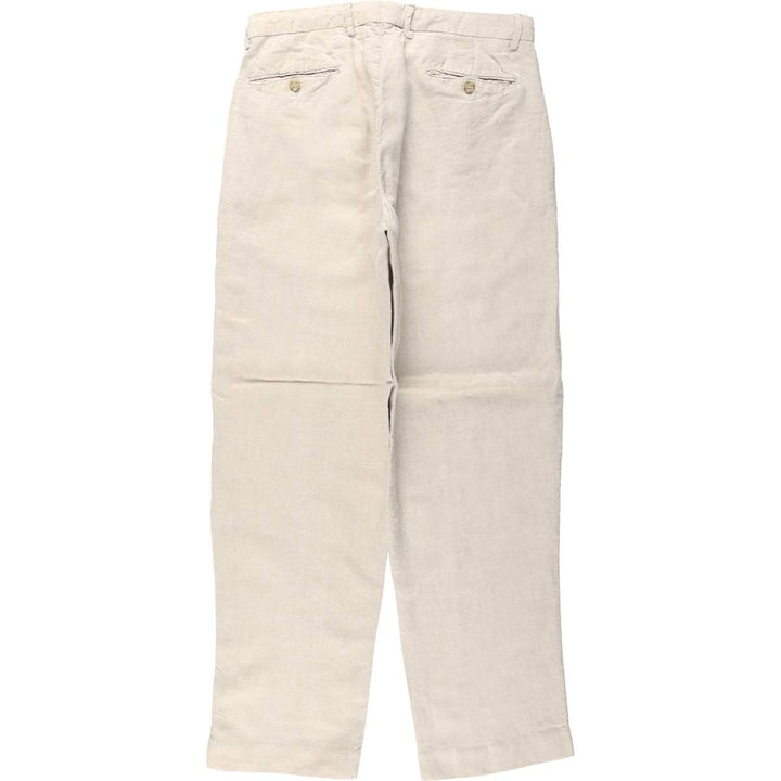 MURANO One-tuck Linen Pants, Slacks, Men's W32 equivalent linen unbleached Vintage Second Hand