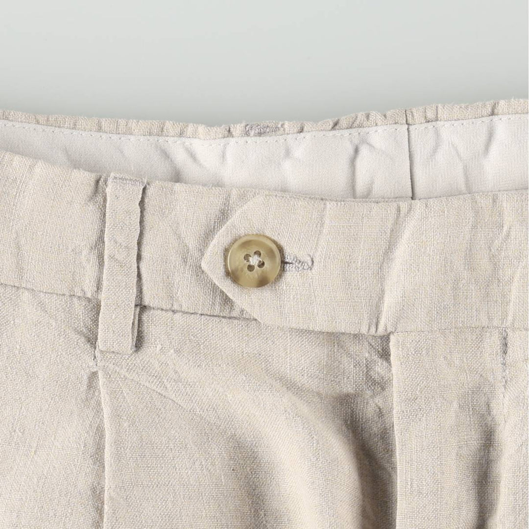 MURANO One-tuck Linen Pants, Slacks, Men's W32 equivalent linen unbleached Vintage Second Hand