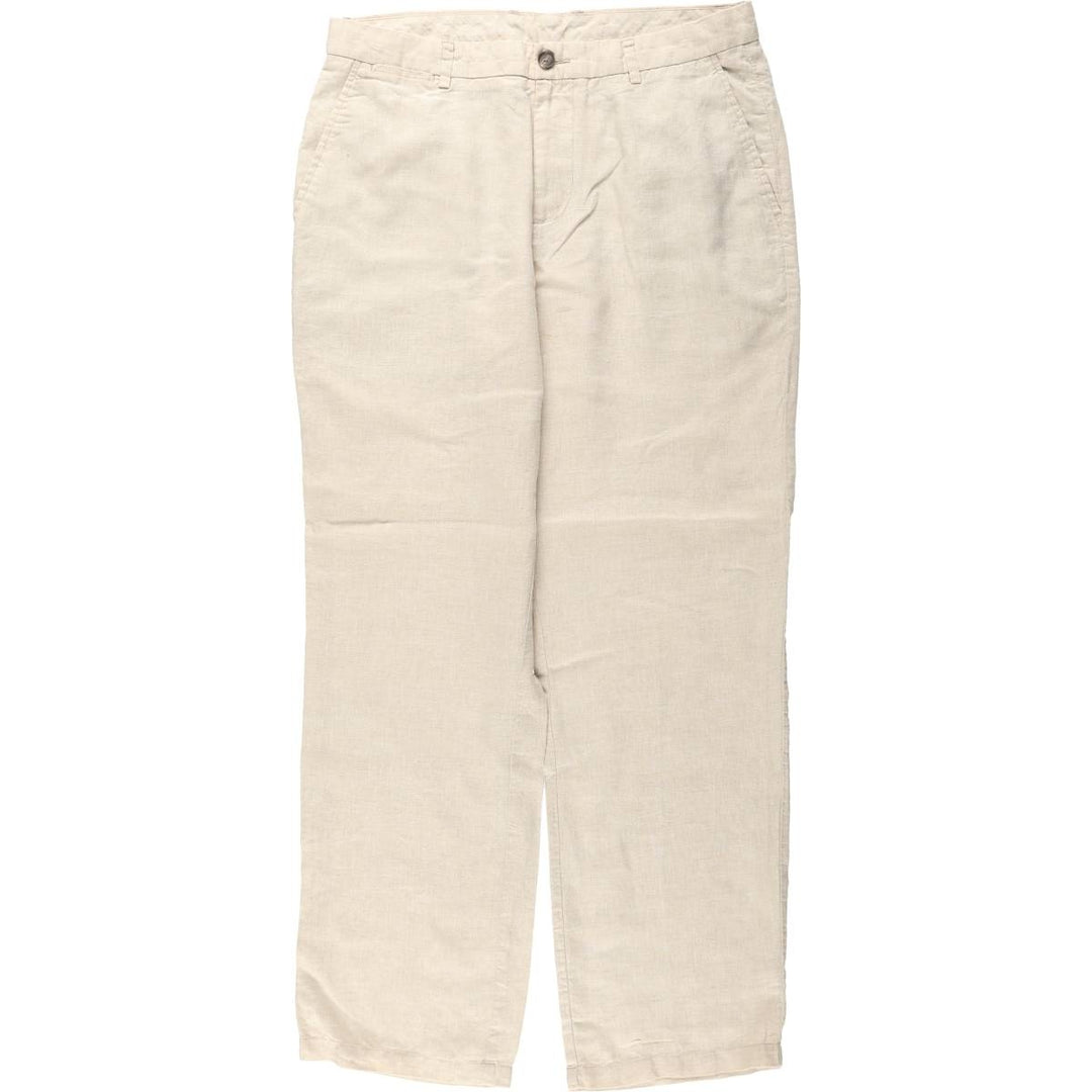 1990'S Tasso Elba ISLAND Linen Pants/Slacks, Men's Size W32 (approx.) linen unbleached Vintage Second Hand