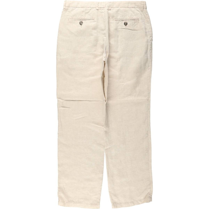 1990'S Tasso Elba ISLAND Linen Pants/Slacks, Men's Size W32 (approx.) linen unbleached Vintage Second Hand
