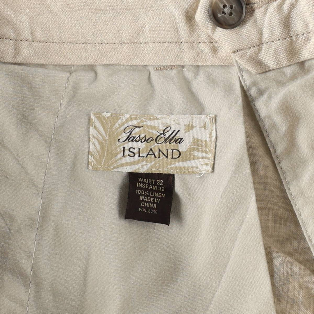 1990'S Tasso Elba ISLAND Linen Pants/Slacks, Men's Size W32 (approx.) linen unbleached Vintage Second Hand