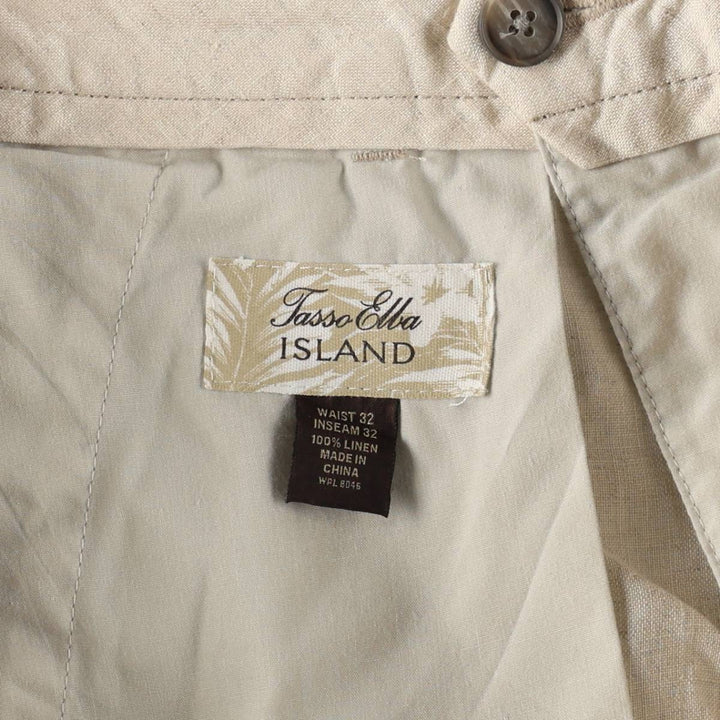1990'S Tasso Elba ISLAND Linen Pants/Slacks, Men's Size W32 (approx.) linen unbleached Vintage Second Hand