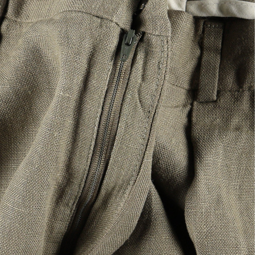 Lands' End linen trousers, two-pleat, made in the USA, men's size W31 (approx.). linen Khaki type sage green Vintage Second Hand