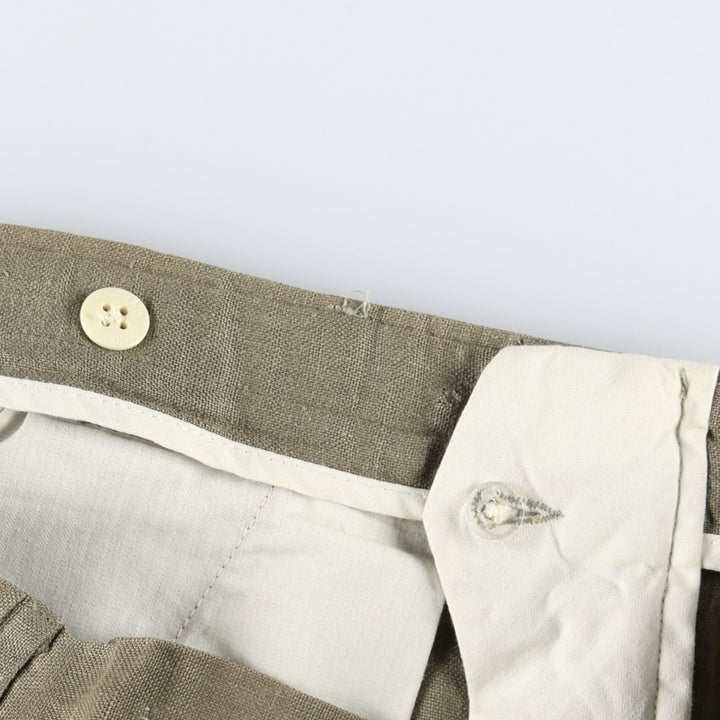 Lands' End linen trousers, two-pleat, made in the USA, men's size W31 (approx.). linen Khaki type sage green Vintage Second Hand