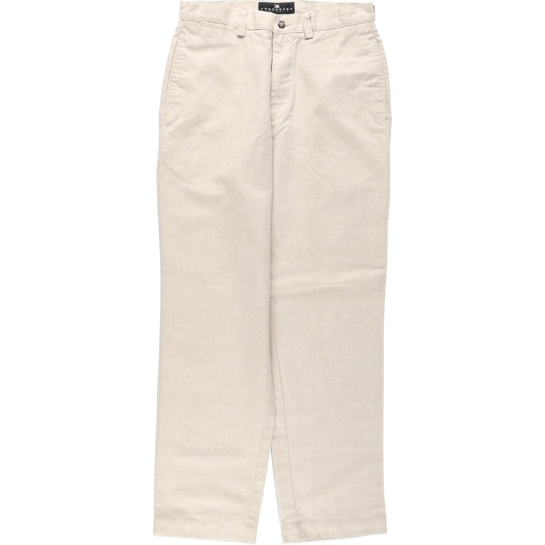 Consensus Sportswear Linen x Cotton Slacks Pants, Men's W32 (approx.) cotton Beige type Vintage Second Hand