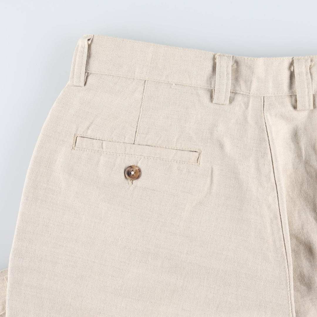 Consensus Sportswear Linen x Cotton Slacks Pants, Men's W32 (approx.) cotton Beige type Vintage Second Hand