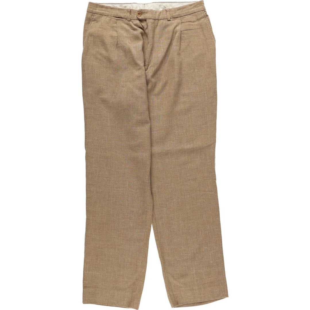 MASSIMO DUTTI One-Pleat Wool Trousers, Men's Size W34 (approx.) wool beige type brown Vintage Second Hand