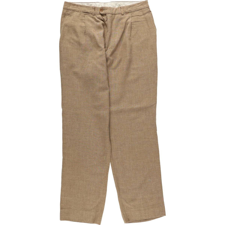MASSIMO DUTTI One-Pleat Wool Trousers, Men's Size W34 (approx.) wool beige type brown Vintage Second Hand