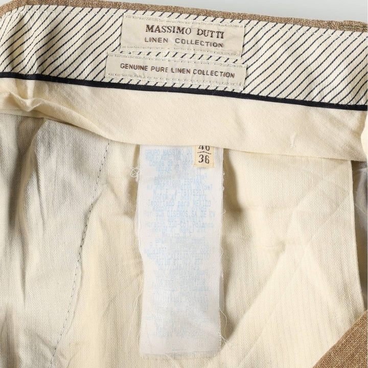 MASSIMO DUTTI One-Pleat Wool Trousers, Men's Size W34 (approx.) wool beige type brown Vintage Second Hand