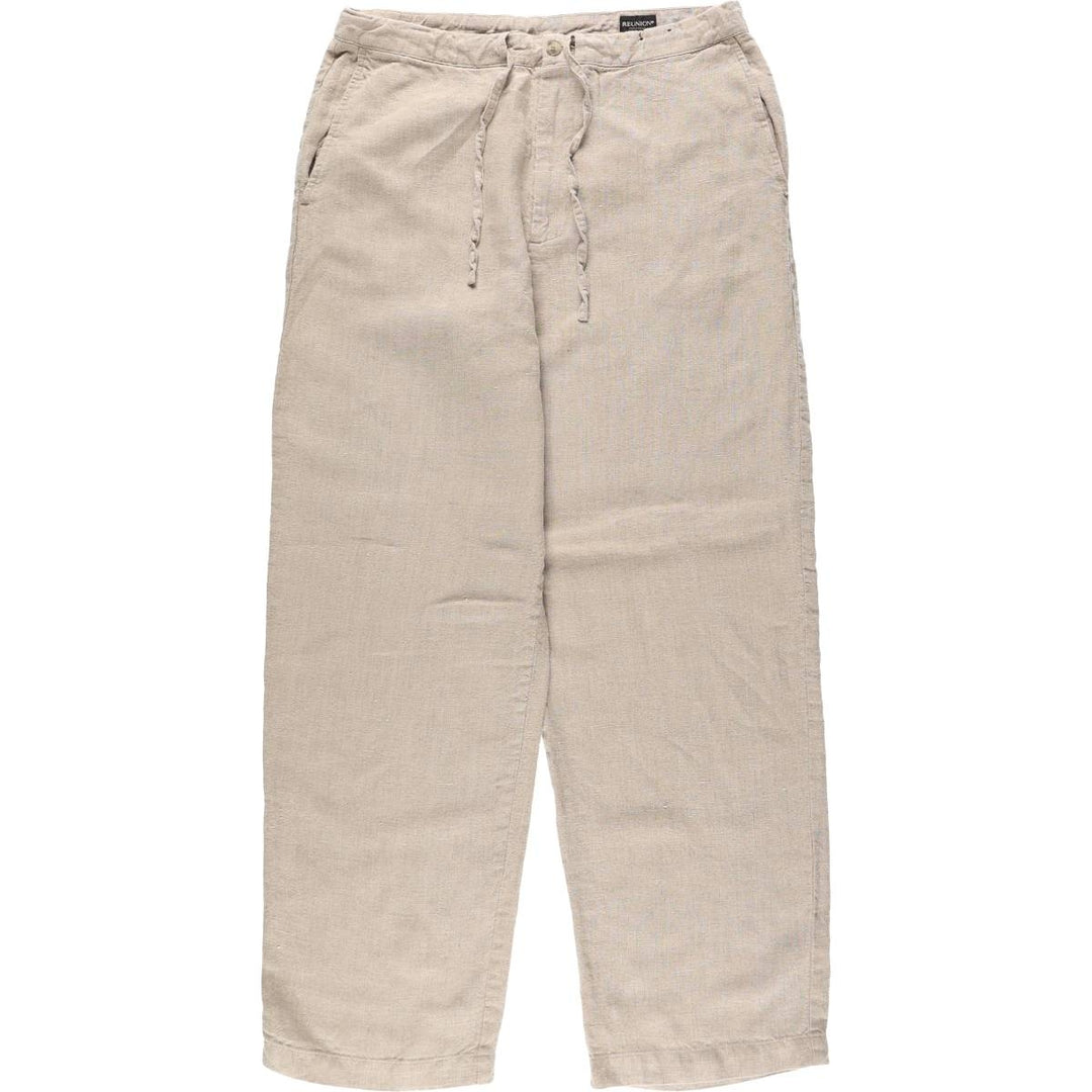 REUNION Linen Pants, Slacks, Men's W34 (approx.) linen unbleached Vintage Second Hand