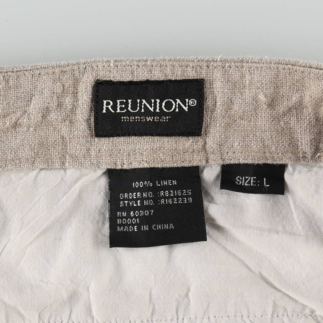 REUNION Linen Pants, Slacks, Men's W34 (approx.) linen unbleached Vintage Second Hand