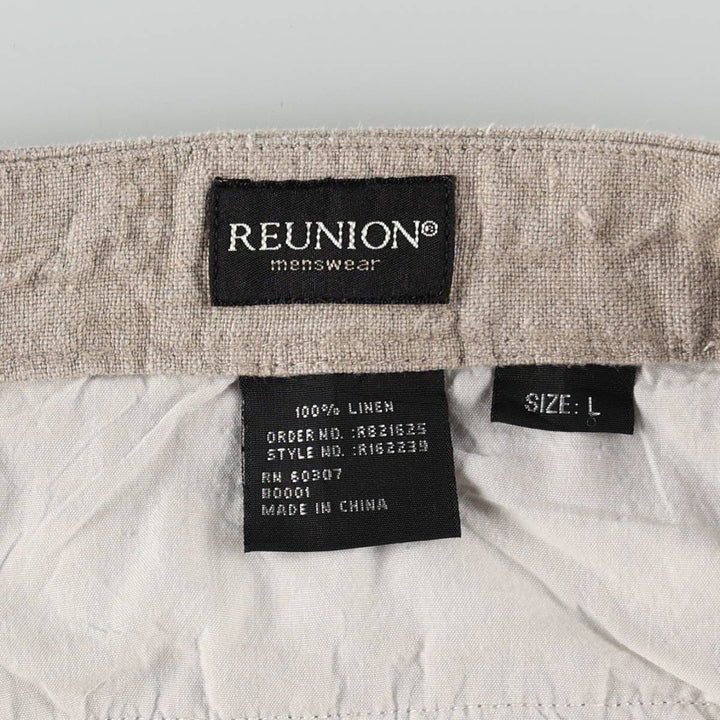 REUNION Linen Pants, Slacks, Men's W34 (approx.) linen unbleached Vintage Second Hand