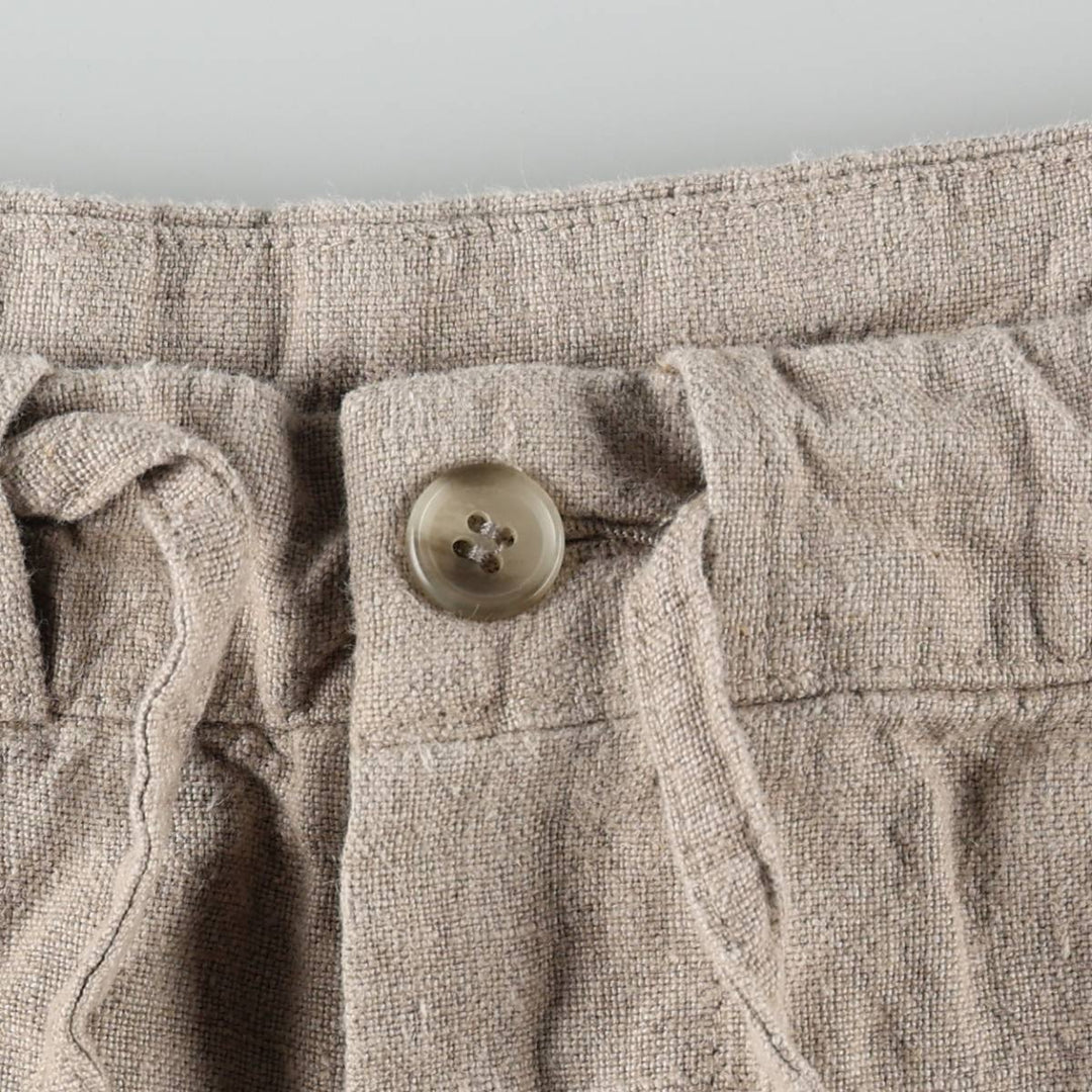 REUNION Linen Pants, Slacks, Men's W34 (approx.) linen unbleached Vintage Second Hand