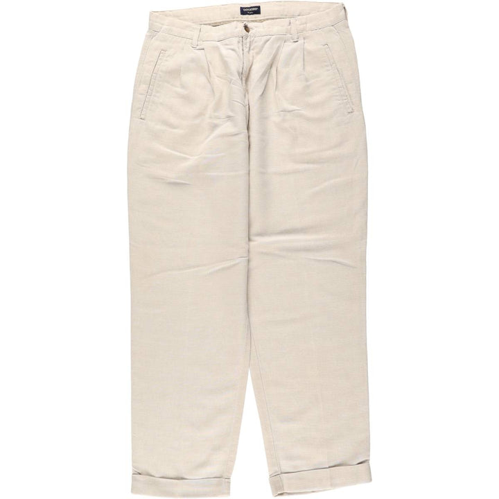90'S Dockers Khakis Two-Pleat Cotton x Linen Trousers, Men's Size W37 (approx.), Vintage linen unbleached Vintage Second Hand