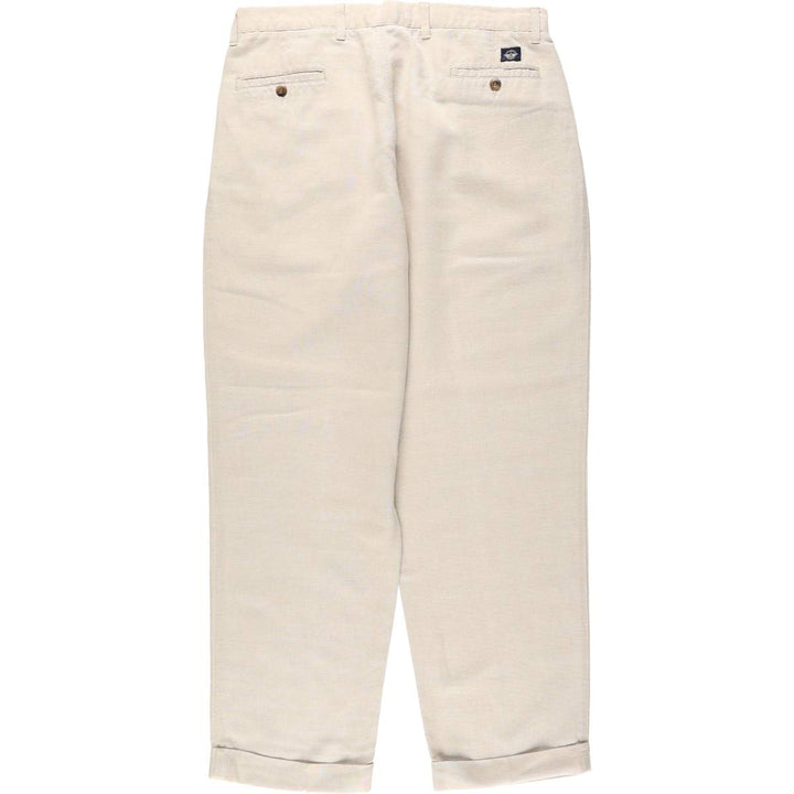 90'S Dockers Khakis Two-Pleat Cotton x Linen Trousers, Men's Size W37 (approx.), Vintage linen unbleached Vintage Second Hand