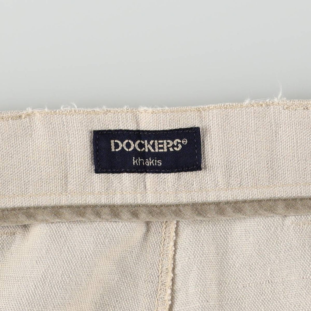 90'S Dockers Khakis Two-Pleat Cotton x Linen Trousers, Men's Size W37 (approx.), Vintage linen unbleached Vintage Second Hand