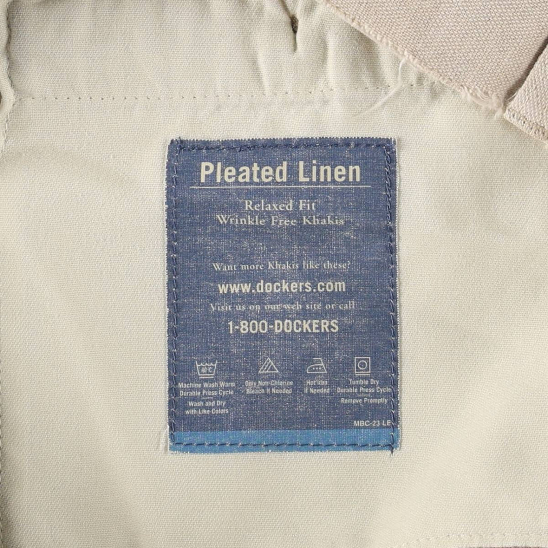90'S Dockers Khakis Two-Pleat Cotton x Linen Trousers, Men's Size W37 (approx.), Vintage linen unbleached Vintage Second Hand