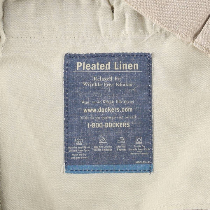 90'S Dockers Khakis Two-Pleat Cotton x Linen Trousers, Men's Size W37 (approx.), Vintage linen unbleached Vintage Second Hand