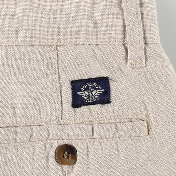 90'S Dockers Khakis Two-Pleat Cotton x Linen Trousers, Men's Size W37 (approx.), Vintage linen unbleached Vintage Second Hand