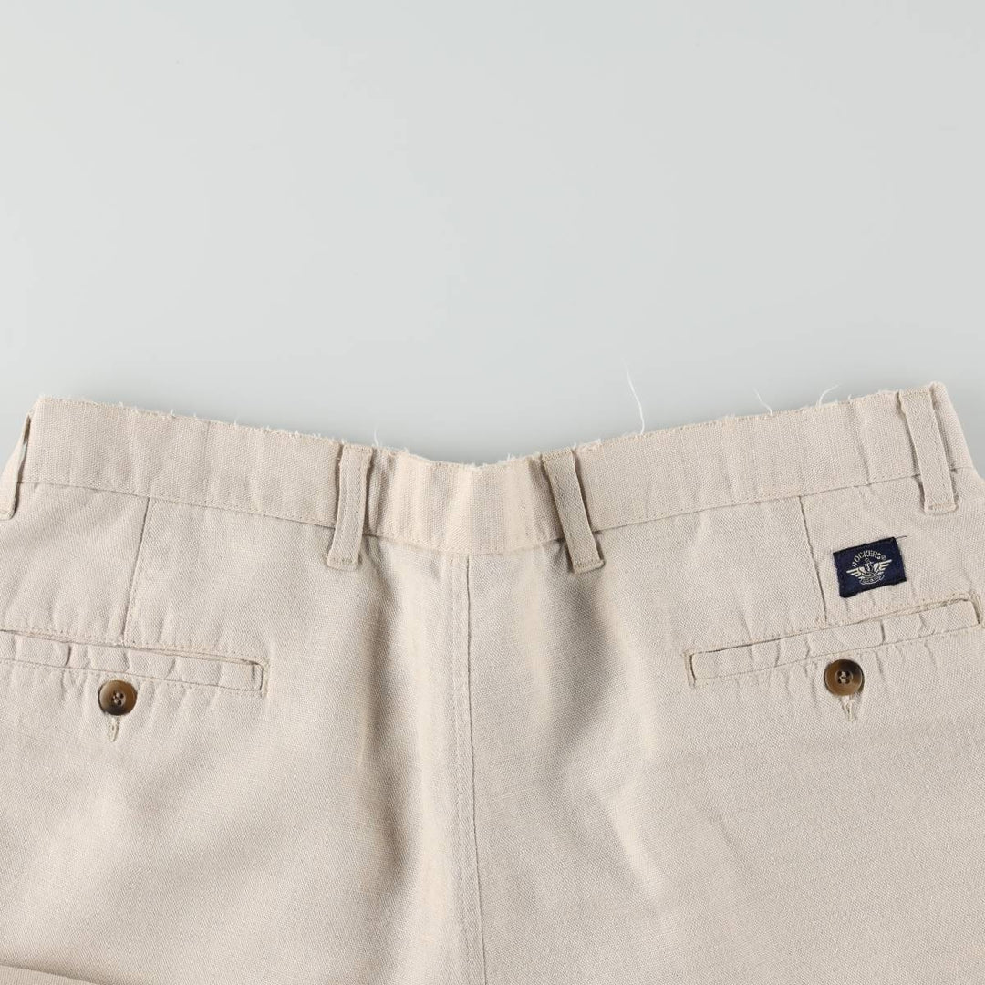 90'S Dockers Khakis Two-Pleat Cotton x Linen Trousers, Men's Size W37 (approx.), Vintage linen unbleached Vintage Second Hand