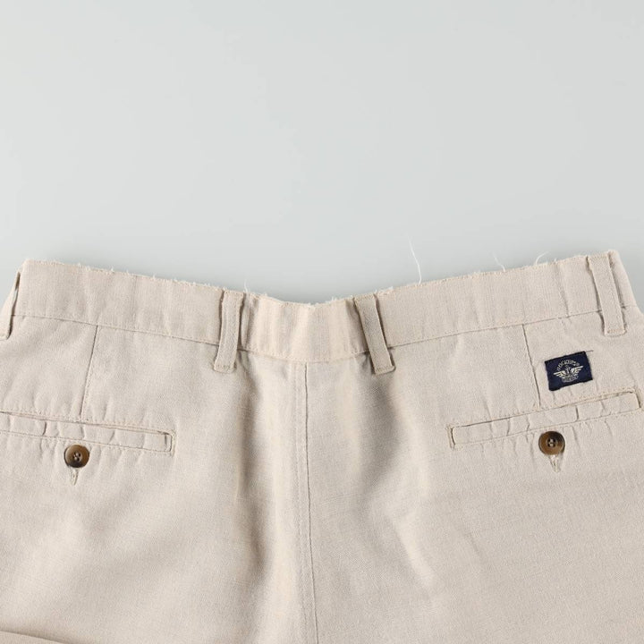 90'S Dockers Khakis Two-Pleat Cotton x Linen Trousers, Men's Size W37 (approx.), Vintage linen unbleached Vintage Second Hand