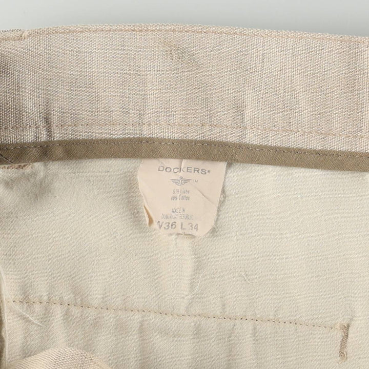 2000'S Dockers Khakis Two-Pleat Cotton x Linen Pants, Men's Size W36 (approx.) linen unbleached Vintage Second Hand