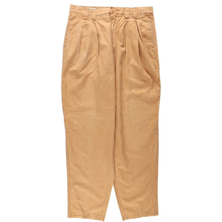 FLORENZI Two-Pleat Cotton x Linen Trousers, Men's Size W33 (approx.) linen Copper Vintage Second Hand
