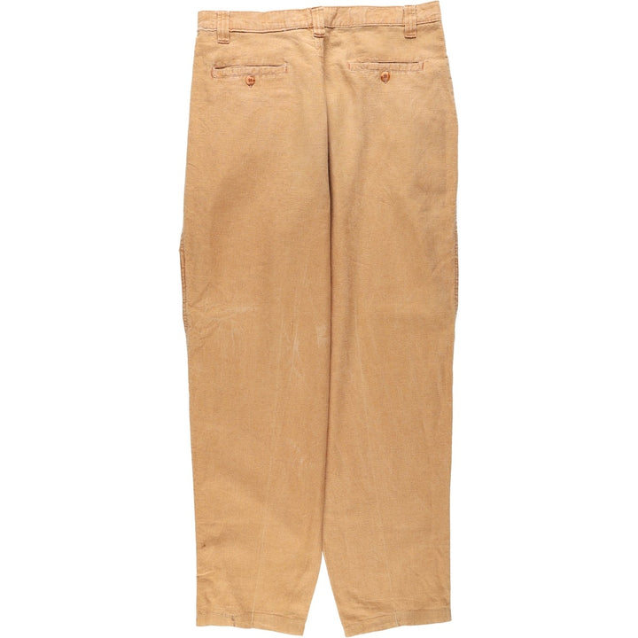 FLORENZI Two-Pleat Cotton x Linen Trousers, Men's Size W33 (approx.) linen Copper Vintage Second Hand