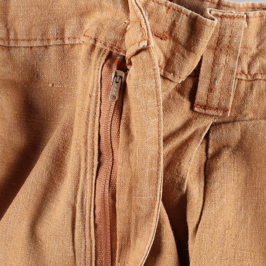 FLORENZI Two-Pleat Cotton x Linen Trousers, Men's Size W33 (approx.) linen Copper Vintage Second Hand