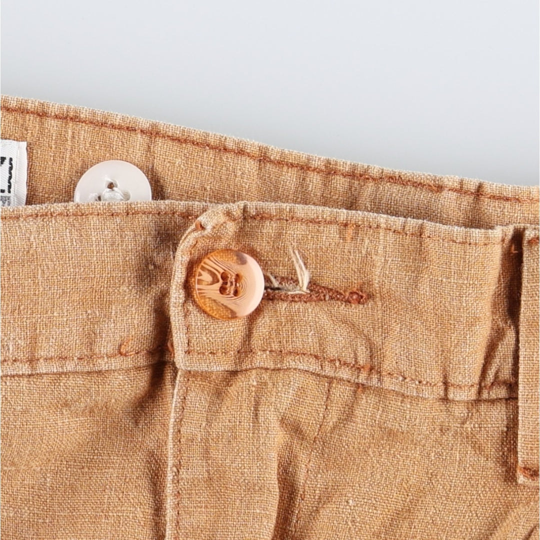 FLORENZI Two-Pleat Cotton x Linen Trousers, Men's Size W33 (approx.) linen Copper Vintage Second Hand