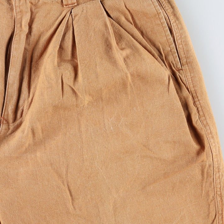 FLORENZI Two-Pleat Cotton x Linen Trousers, Men's Size W33 (approx.) linen Copper Vintage Second Hand