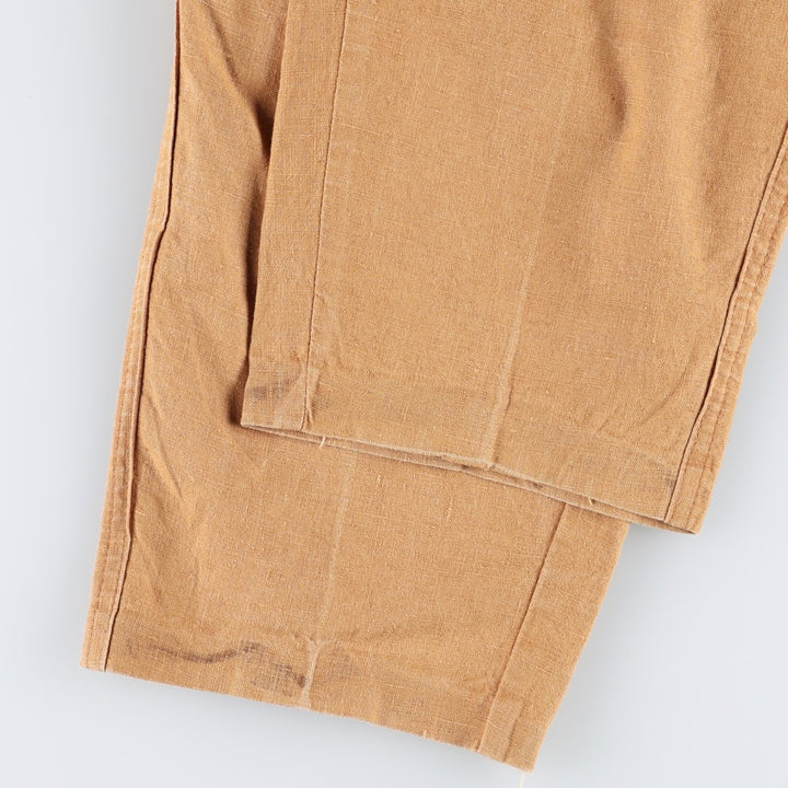 FLORENZI Two-Pleat Cotton x Linen Trousers, Men's Size W33 (approx.) linen Copper Vintage Second Hand