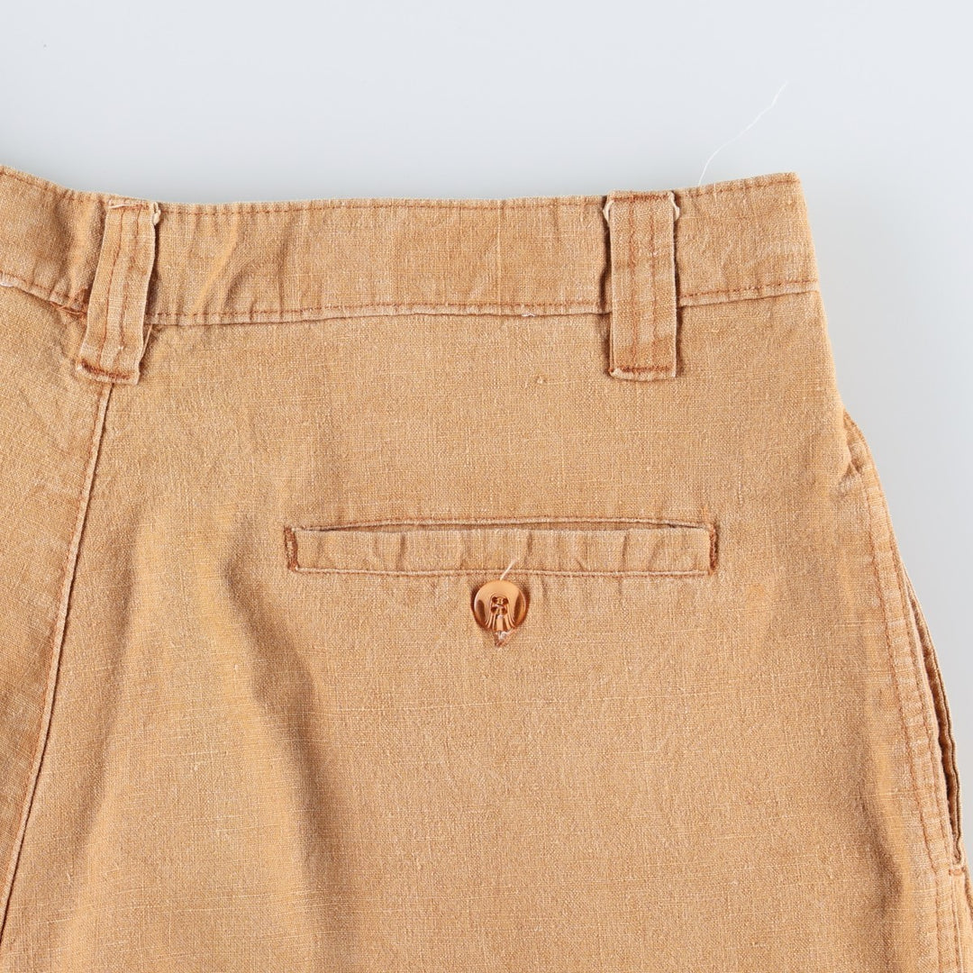 FLORENZI Two-Pleat Cotton x Linen Trousers, Men's Size W33 (approx.) linen Copper Vintage Second Hand