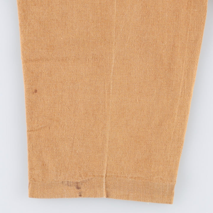 FLORENZI Two-Pleat Cotton x Linen Trousers, Men's Size W33 (approx.) linen Copper Vintage Second Hand