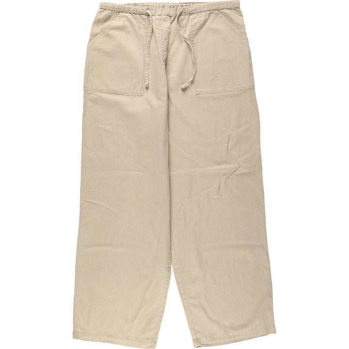 1990'S St. John's Bay cotton x linen trousers, men's size W37 (approx.), vintage. linen unbleached Vintage Second Hand