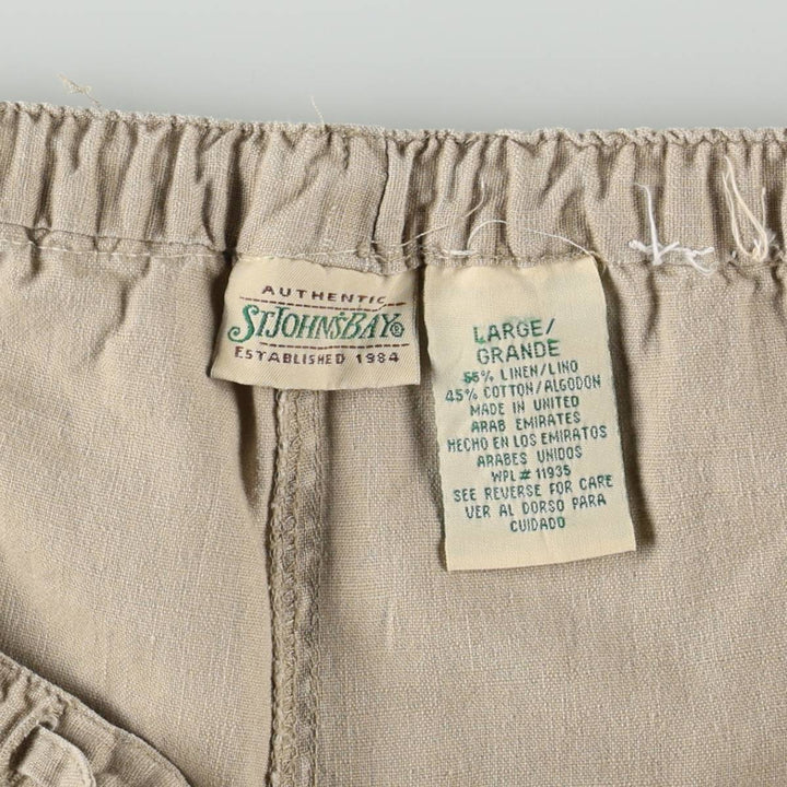 1990'S St. John's Bay cotton x linen trousers, men's size W37 (approx.), vintage. linen unbleached Vintage Second Hand