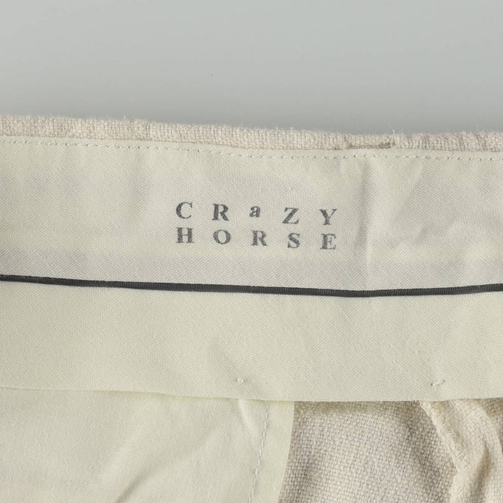 Crazy Horse Two-Pleat Linen x Cotton Pants, Men's Wide Leg Pants (W35 equivalent) linen ivory Vintage Second Hand