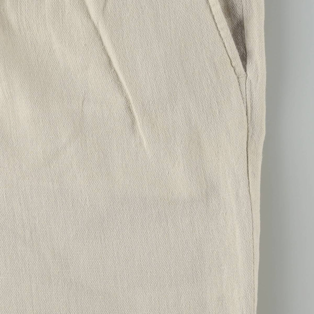 Crazy Horse Two-Pleat Linen x Cotton Pants, Men's Wide Leg Pants (W35 equivalent) linen ivory Vintage Second Hand