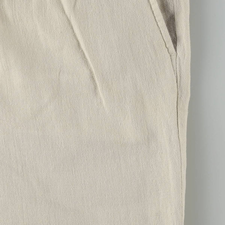 Crazy Horse Two-Pleat Linen x Cotton Pants, Men's Wide Leg Pants (W35 equivalent) linen ivory Vintage Second Hand