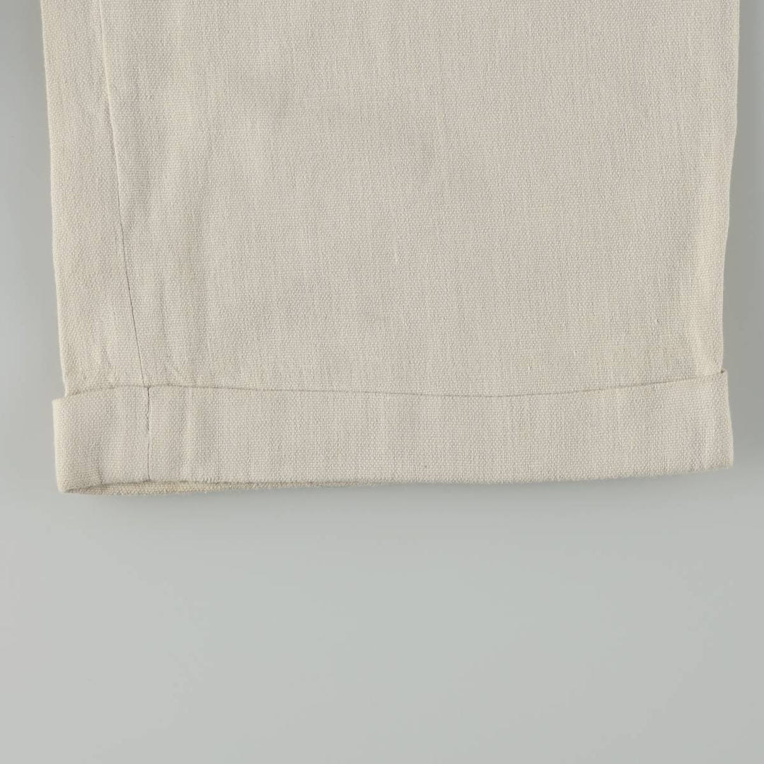 Crazy Horse Two-Pleat Linen x Cotton Pants, Men's Wide Leg Pants (W35 equivalent) linen ivory Vintage Second Hand