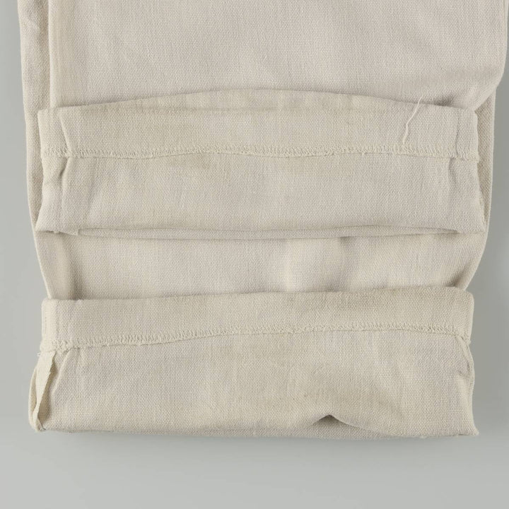 Crazy Horse Two-Pleat Linen x Cotton Pants, Men's Wide Leg Pants (W35 equivalent) linen ivory Vintage Second Hand
