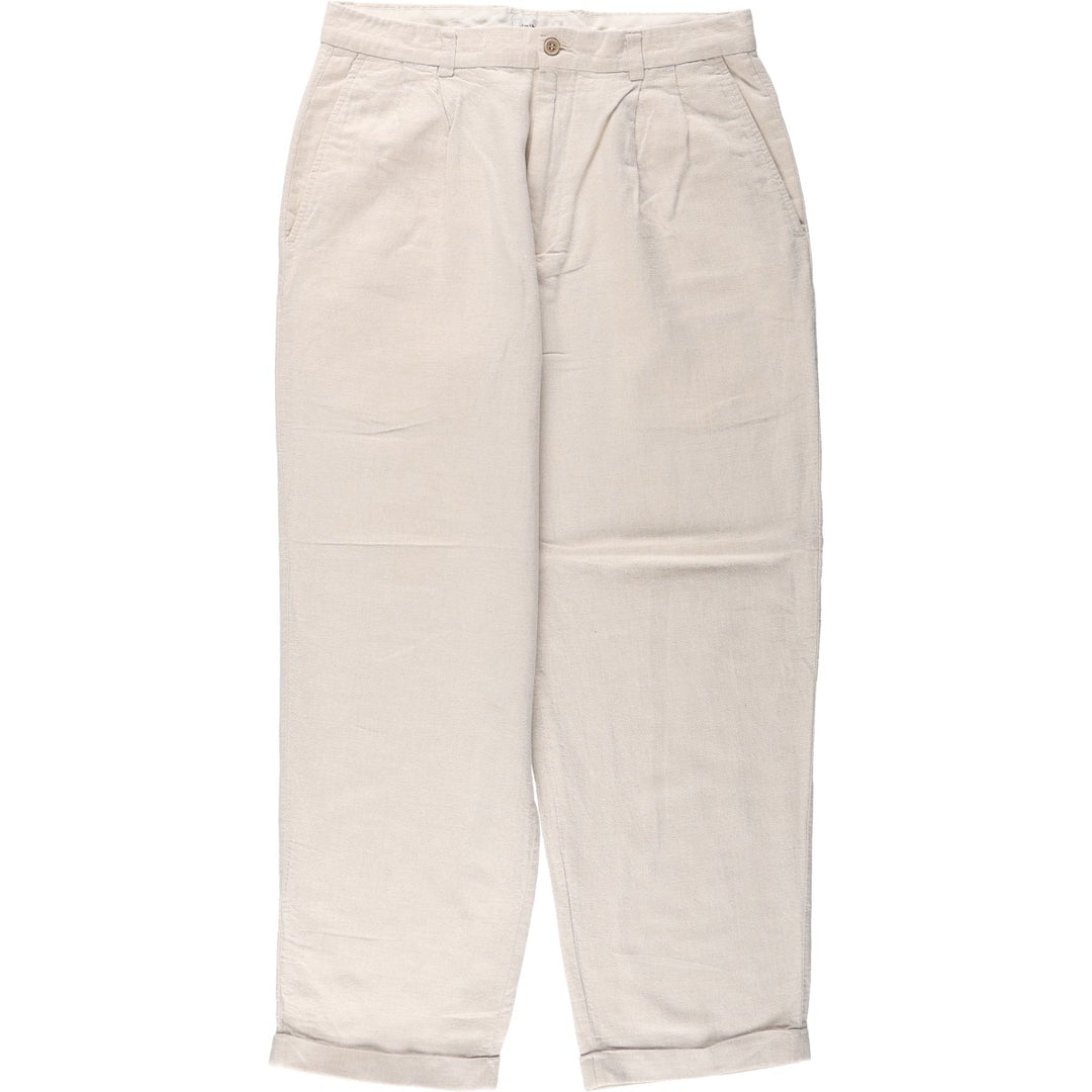 Liz Claiborne Two-Pleat Linen Pants, Men's Size W31 (approx.) linen unbleached Vintage Second Hand