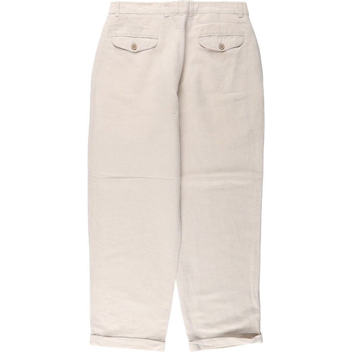 Liz Claiborne Two-Pleat Linen Pants, Men's Size W31 (approx.) linen unbleached Vintage Second Hand
