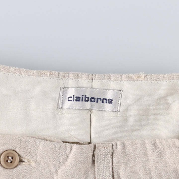 Liz Claiborne Two-Pleat Linen Pants, Men's Size W31 (approx.) linen unbleached Vintage Second Hand
