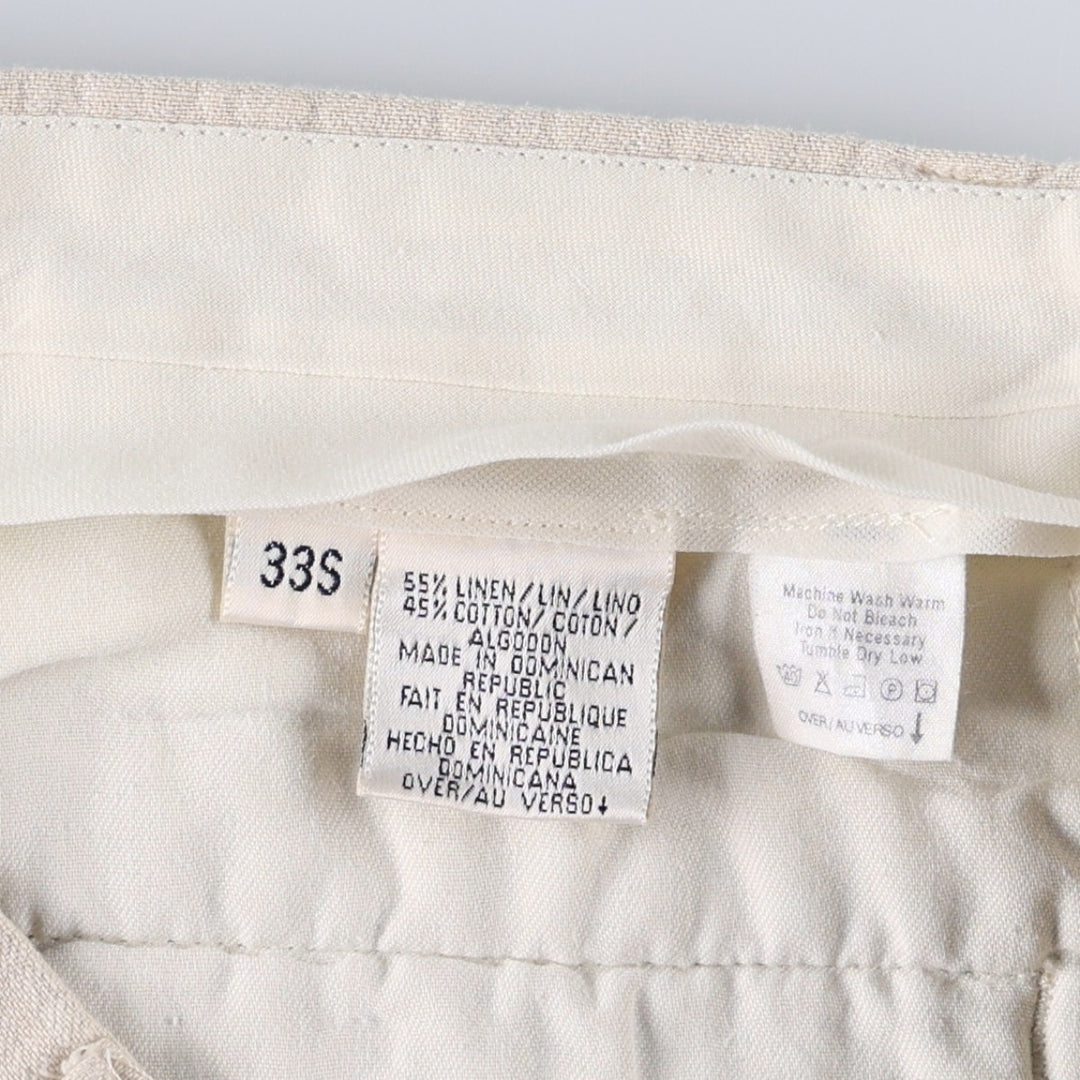 Liz Claiborne Two-Pleat Linen Pants, Men's Size W31 (approx.) linen unbleached Vintage Second Hand