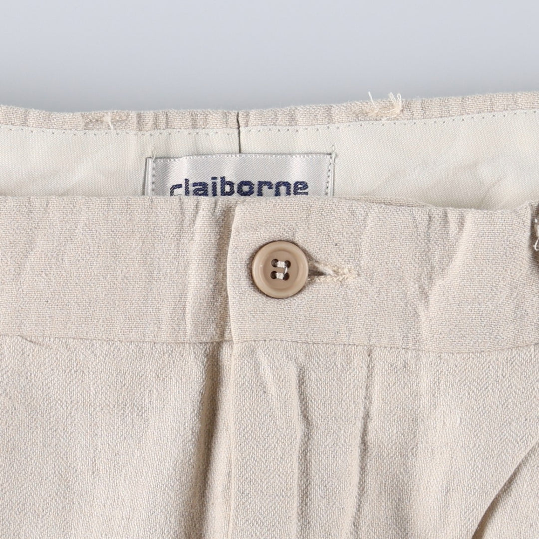 Liz Claiborne Two-Pleat Linen Pants, Men's Size W31 (approx.) linen unbleached Vintage Second Hand