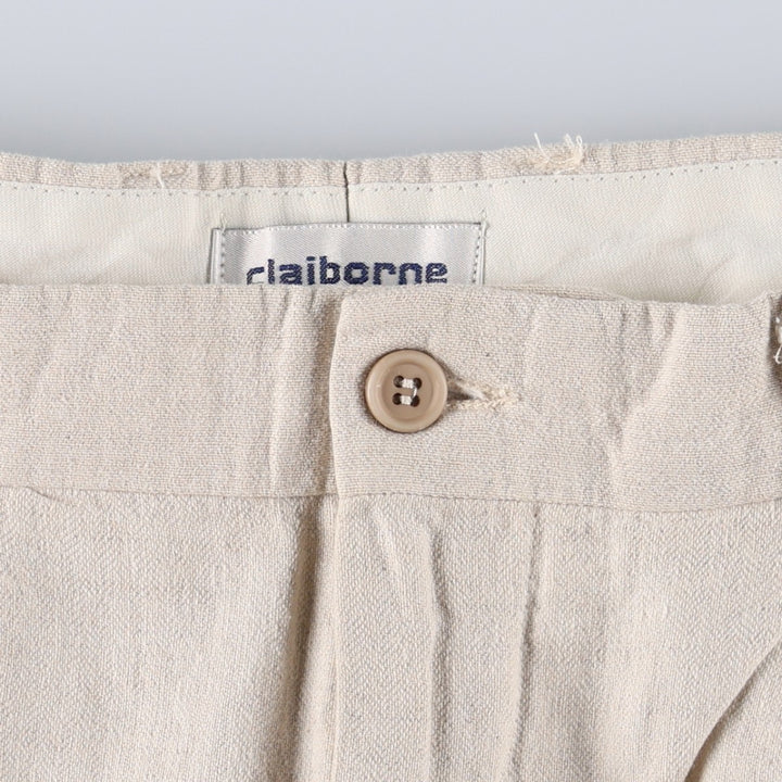 Liz Claiborne Two-Pleat Linen Pants, Men's Size W31 (approx.) linen unbleached Vintage Second Hand