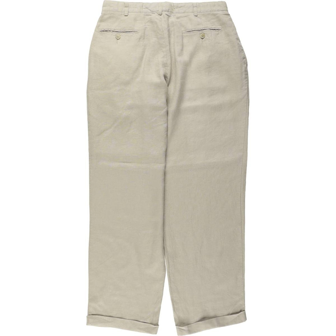 Alan Flusser Two-Pleat Linen Trousers, Men's Size W32 (approx.) linen unbleached Vintage Second Hand