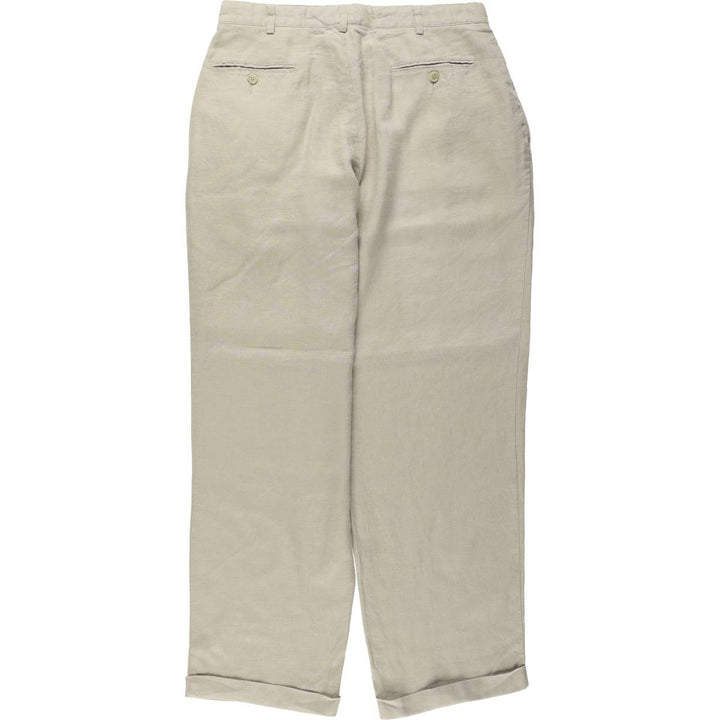 Alan Flusser Two-Pleat Linen Trousers, Men's Size W32 (approx.) linen unbleached Vintage Second Hand
